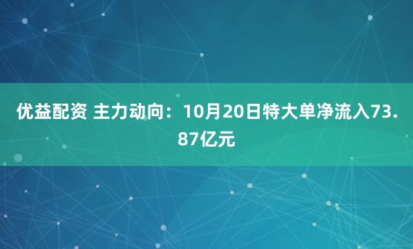 优益配资 主力动向：10月20日特大单净流入73.87亿元